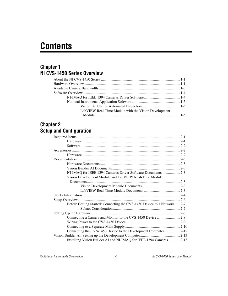 National Instruments NI CVS-1450 Series User Manual | Page 6 / 91