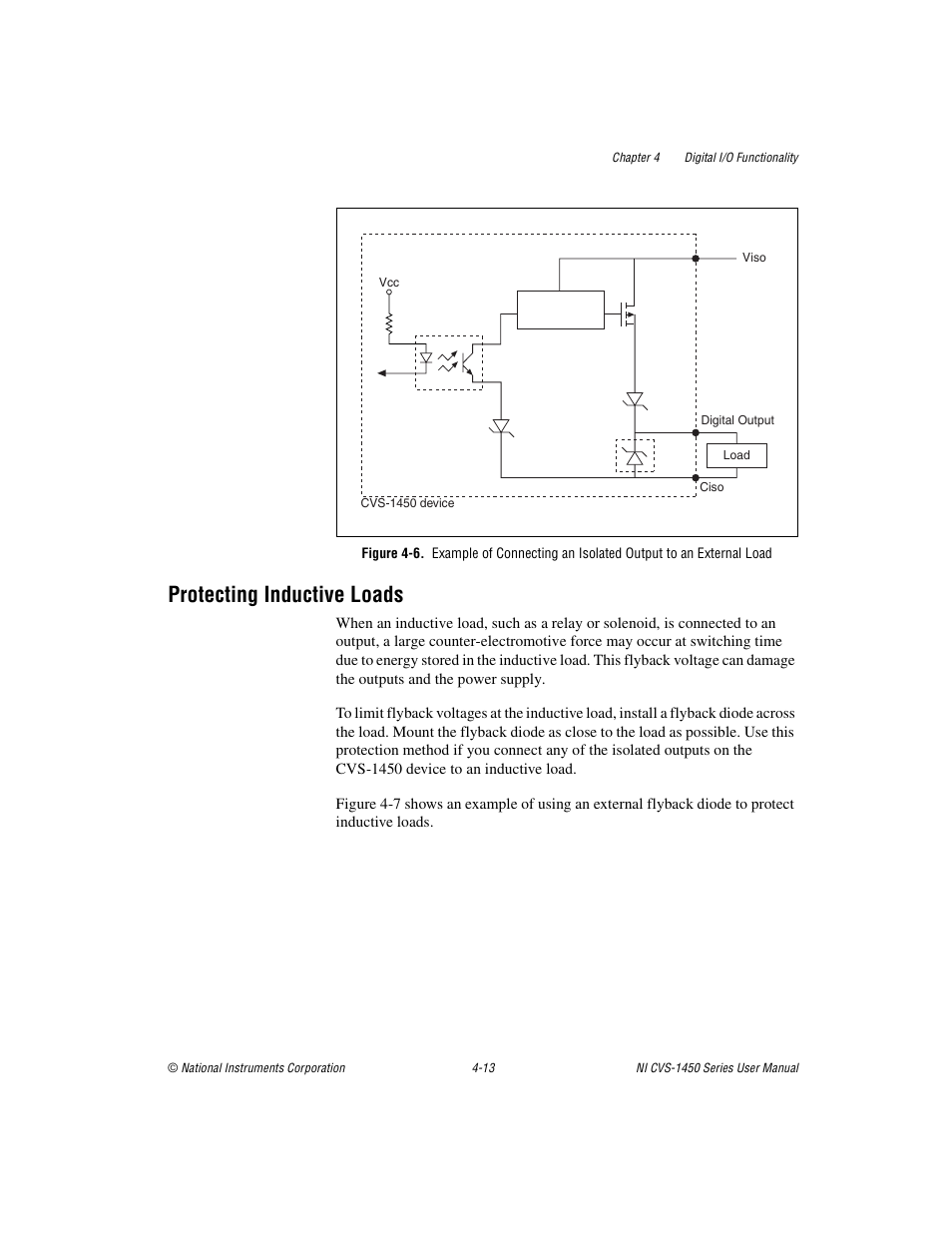 Protecting inductive loads, Protecting inductive loads -13, E 4-6 | National Instruments NI CVS-1450 Series User Manual | Page 61 / 91
