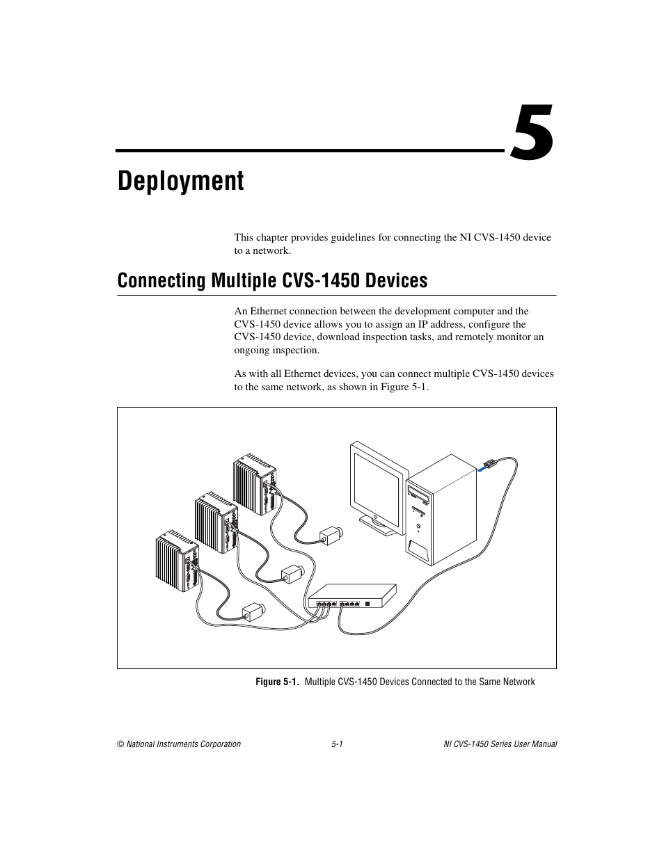 Chapter 5 deployment, Connecting multiple cvs-1450 devices, Connecting multiple cvs-1450 devices -1 | Deployment | National Instruments NI CVS-1450 Series User Manual | Page 65 / 91