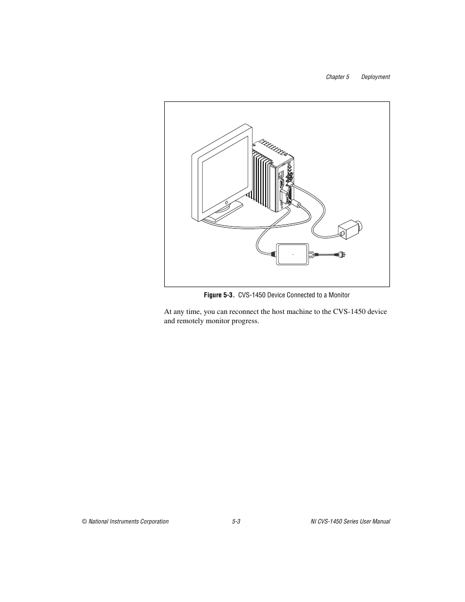 Figure 5-3. cvs-1450 device connected to a monitor | National Instruments NI CVS-1450 Series User Manual | Page 67 / 91