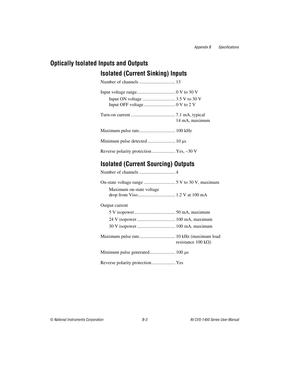 Isolated (current sourcing) outputs | National Instruments NI CVS-1450 Series User Manual | Page 75 / 91