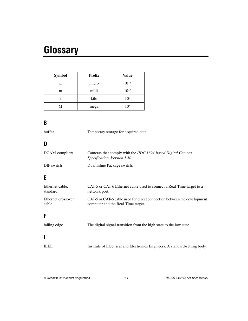 Glossary | National Instruments NI CVS-1450 Series User Manual | Page 84 / 91