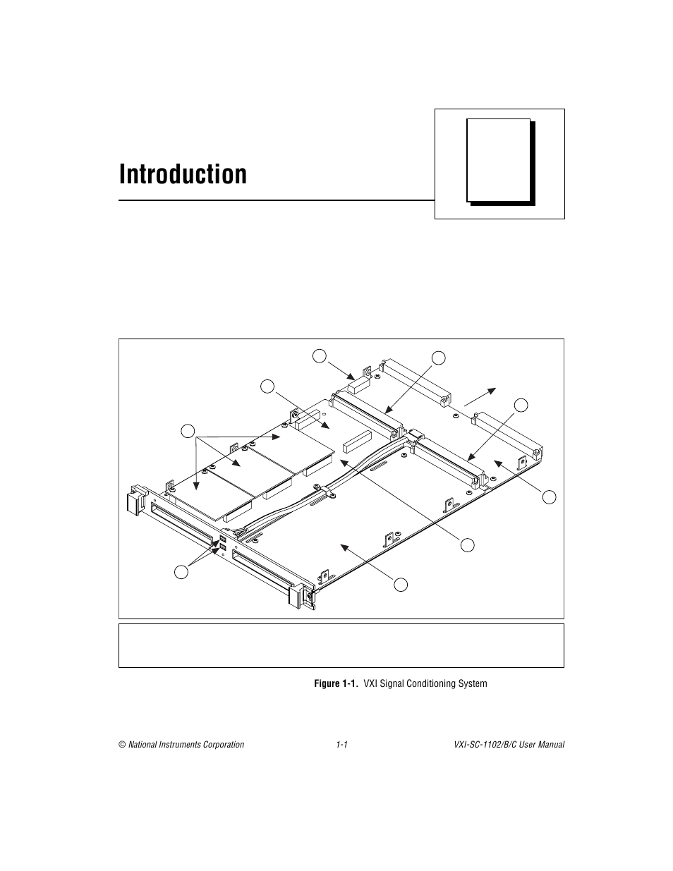 Chapter 1 introduction, Figure 1-1. vxi signal conditioning system, Figure 1-1 | Vxi signal conditioning system -1, Introduction | National Instruments VXI-SC-1102 User Manual | Page 11 / 57