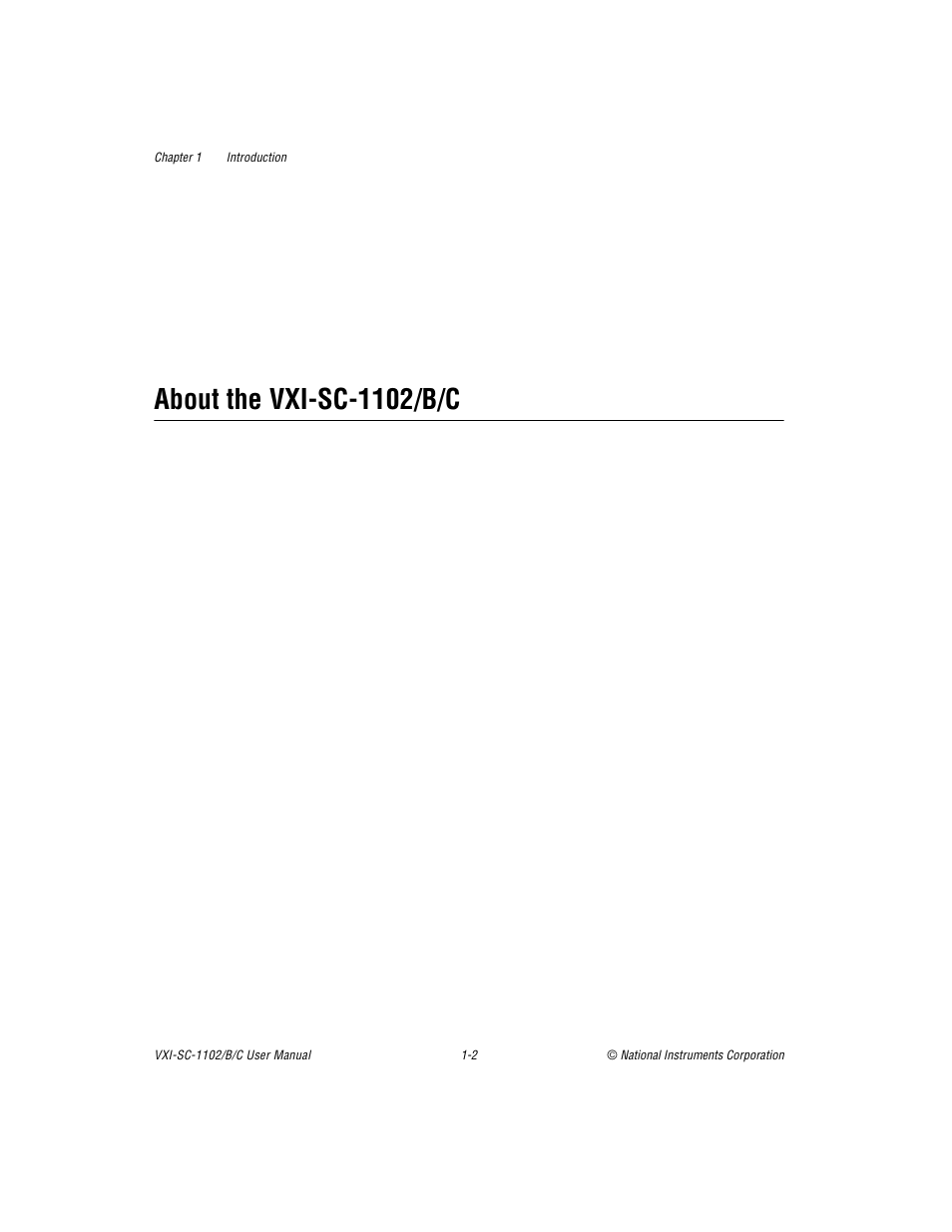 About the vxisc1102/b/c, About the vxi-sc-1102/b/c -2, About the vxi-sc-1102/b/c | National Instruments VXI-SC-1102 User Manual | Page 12 / 57