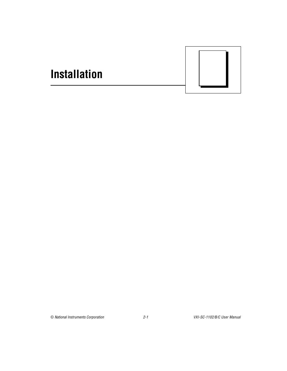 Chapter 2 installation, Installation | National Instruments VXI-SC-1102 User Manual | Page 18 / 57