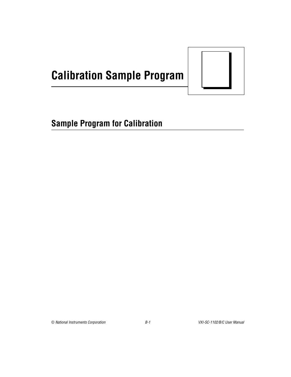 Appendix b calibration sample program, Appendix b, calibration sample program, Calibration sample program | Sample program for calibration | National Instruments VXI-SC-1102 User Manual | Page 40 / 57