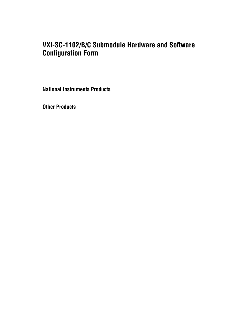 National instruments products, Other products | National Instruments VXI-SC-1102 User Manual | Page 47 / 57