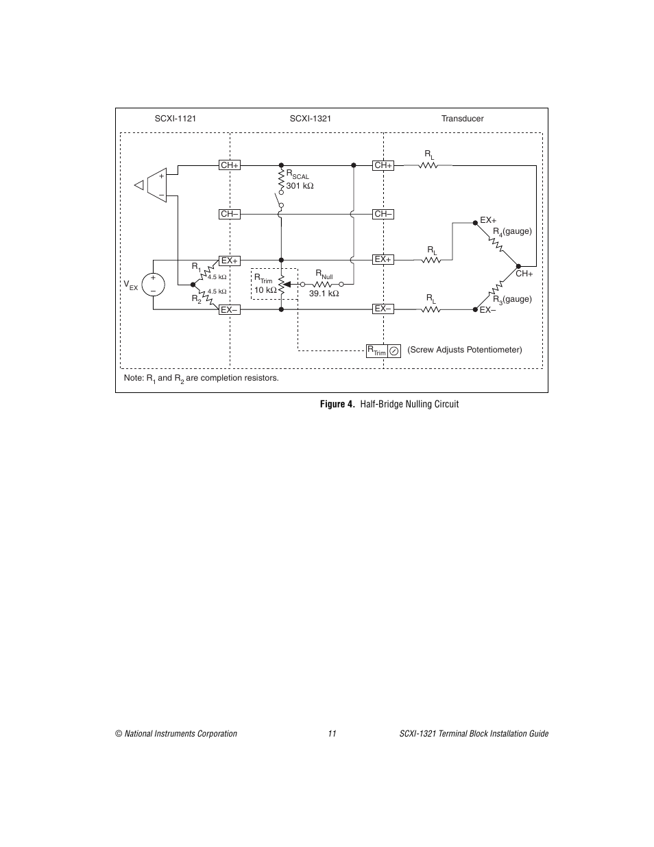 Figure 4. half-bridge nulling circuit | National Instruments SCXI-1321 User Manual | Page 11 / 16