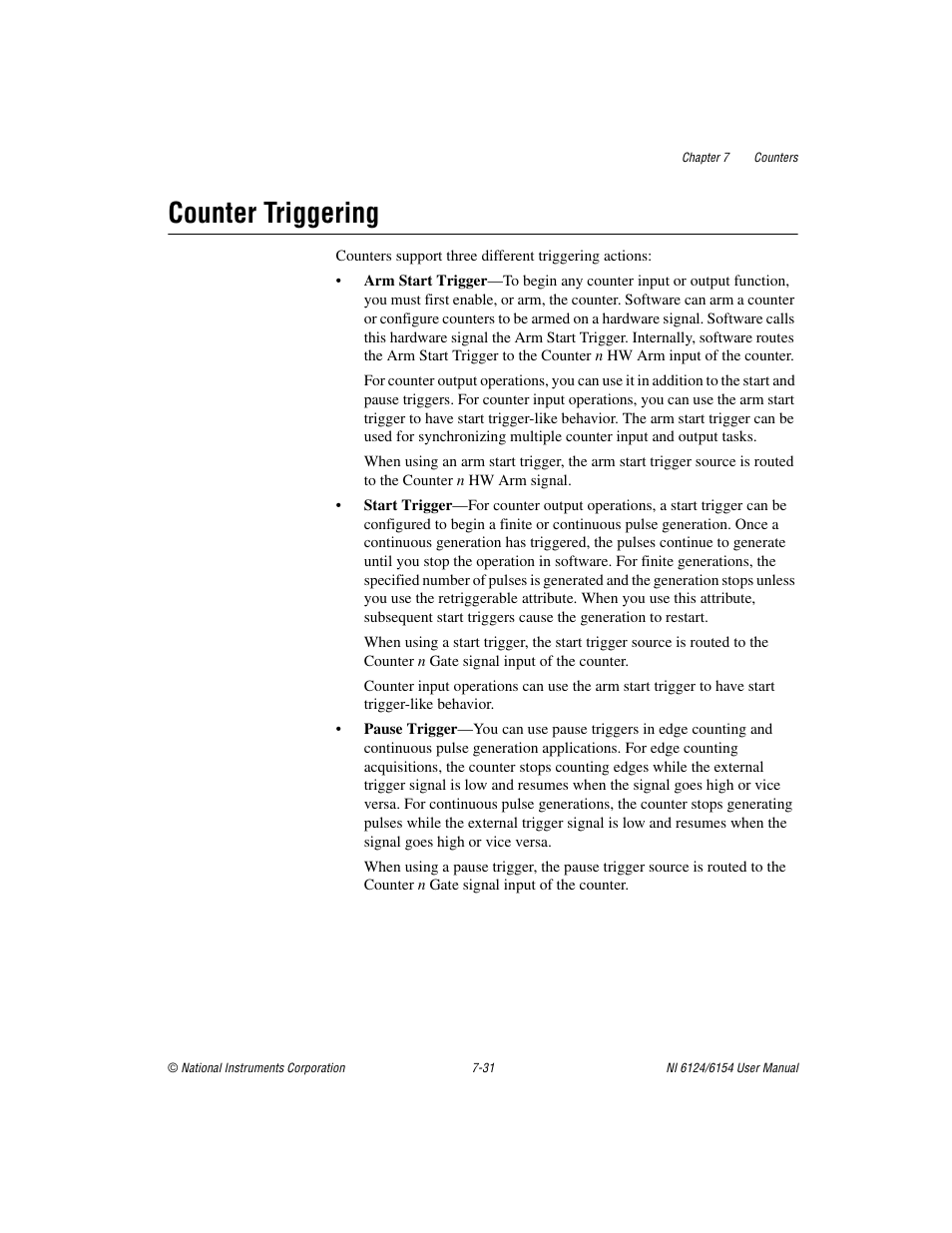 Counter triggering, Counter triggering -31 | National Instruments Network Device DAQ S User Manual | Page 103 / 173