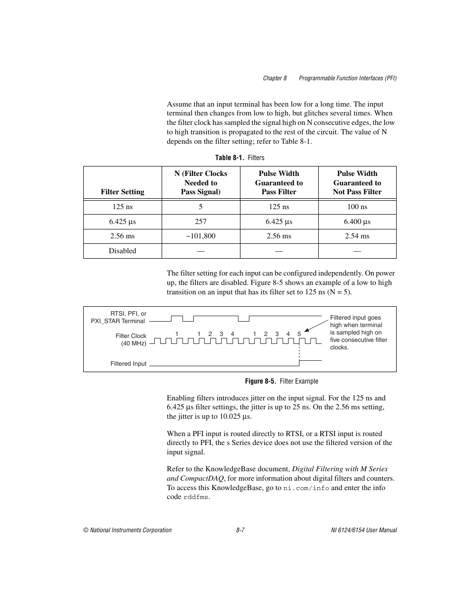 Table 8-1. filters, Figure 8-5. filter example | National Instruments Network Device DAQ S User Manual | Page 118 / 173