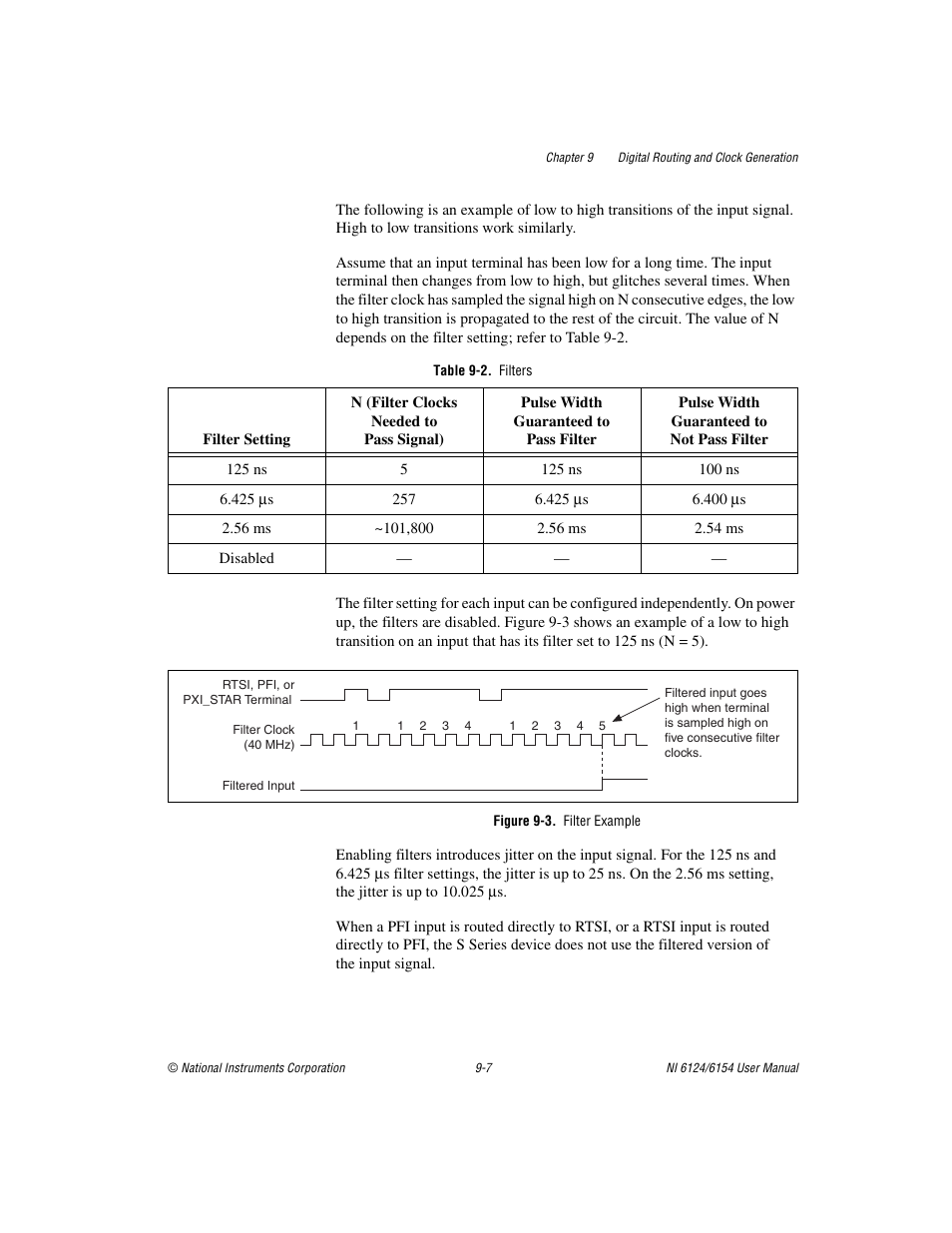 Table 9-2. filters, Figure 9-3. filter example | National Instruments Network Device DAQ S User Manual | Page 127 / 173