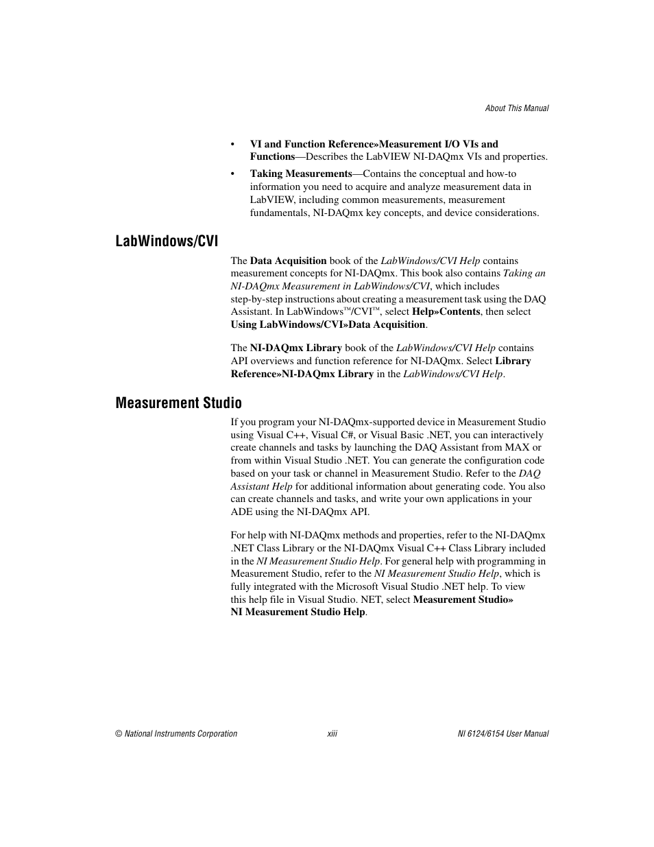 Labwindows/cvi, Measurement studio | National Instruments Network Device DAQ S User Manual | Page 13 / 173