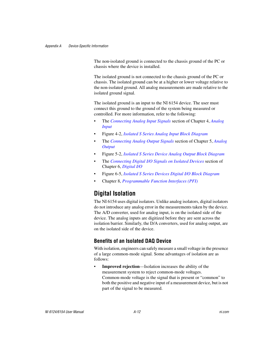 Digital isolation | National Instruments Network Device DAQ S User Manual | Page 150 / 173