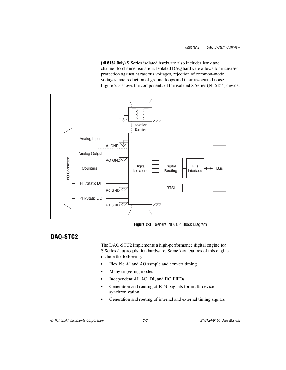 Figure 2-3. general ni 6154 block diagram, Daq-stc2, Daq-stc2 -3 | National Instruments Network Device DAQ S User Manual | Page 21 / 173
