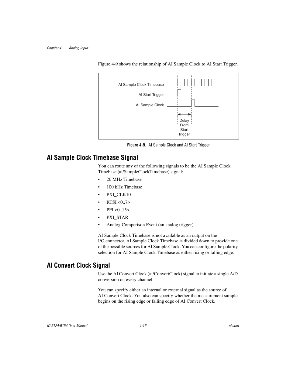 Figure 4-9. ai sample clock and ai start trigger, Ai sample clock timebase signal, Ai convert clock signal | National Instruments Network Device DAQ S User Manual | Page 43 / 173