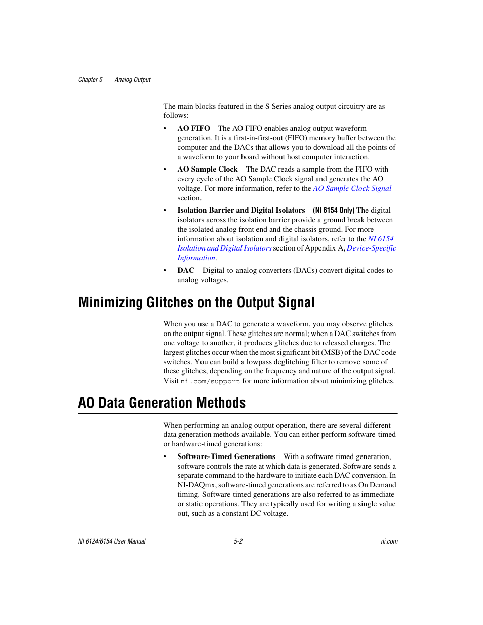 Minimizing glitches on the output signal, Ao data generation methods | National Instruments Network Device DAQ S User Manual | Page 50 / 173