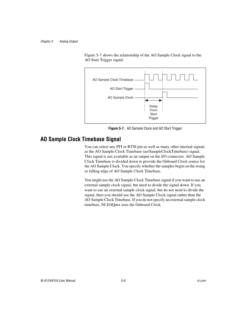 Figure 5-7. ao sample clock and ao start trigger, Ao sample clock timebase signal, Ao sample clock timebase signal -8 | National Instruments Network Device DAQ S User Manual | Page 56 / 173