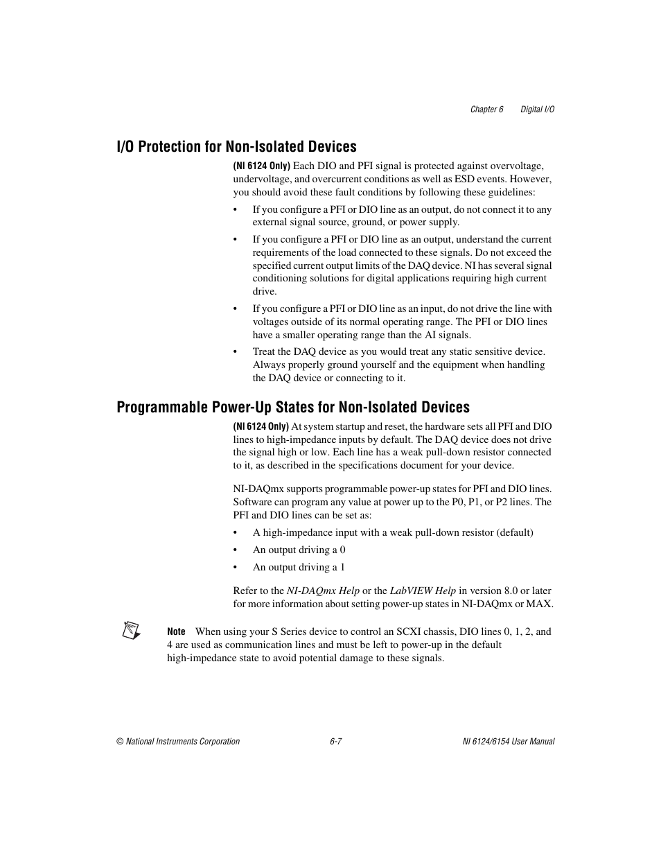 I/o protection for non-isolated devices | National Instruments Network Device DAQ S User Manual | Page 66 / 173
