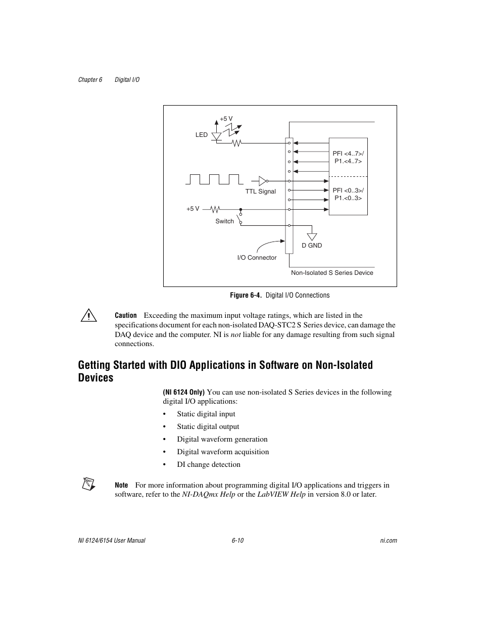 Figure 6-4. digital i/o connections, 4 shows | National Instruments Network Device DAQ S User Manual | Page 69 / 173