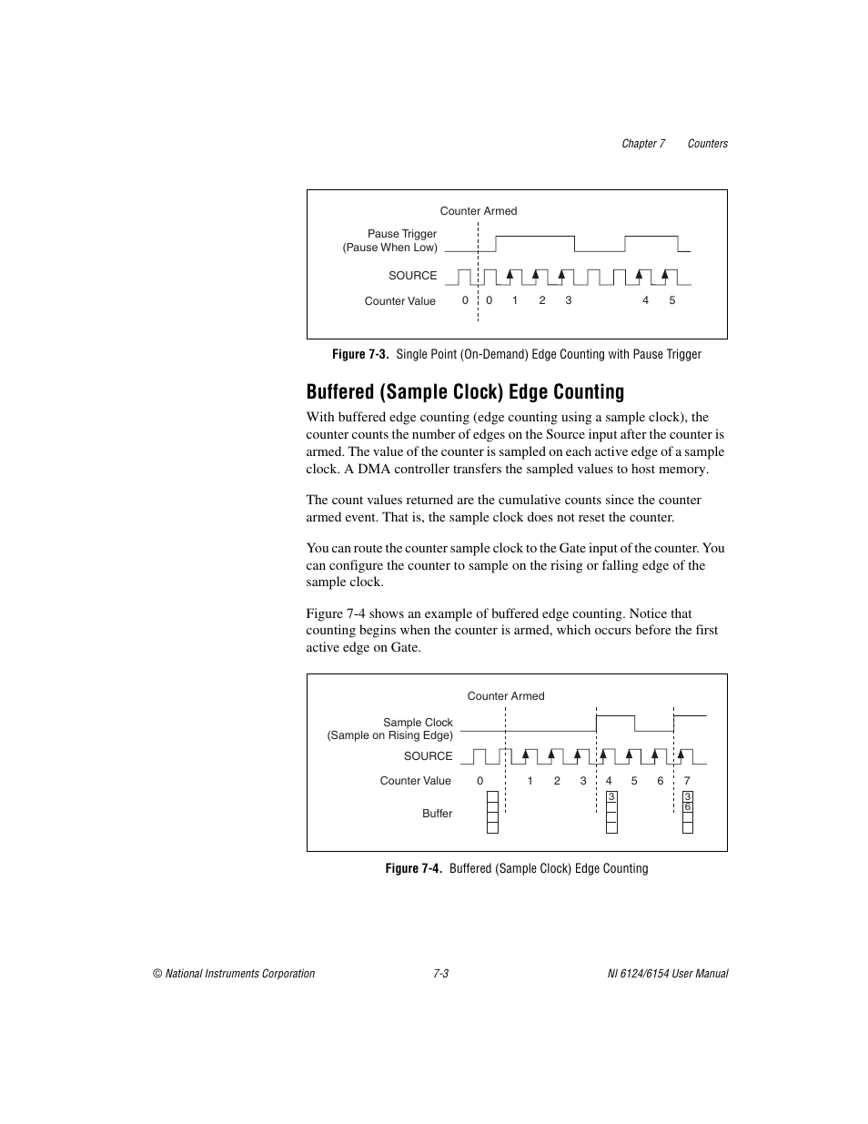 Buffered (sample clock) edge counting, Figure 7-4. buffered (sample clock) edge counting, Buffered (sample clock) edge counting -3 | Re 7-3 sho | National Instruments Network Device DAQ S User Manual | Page 75 / 173