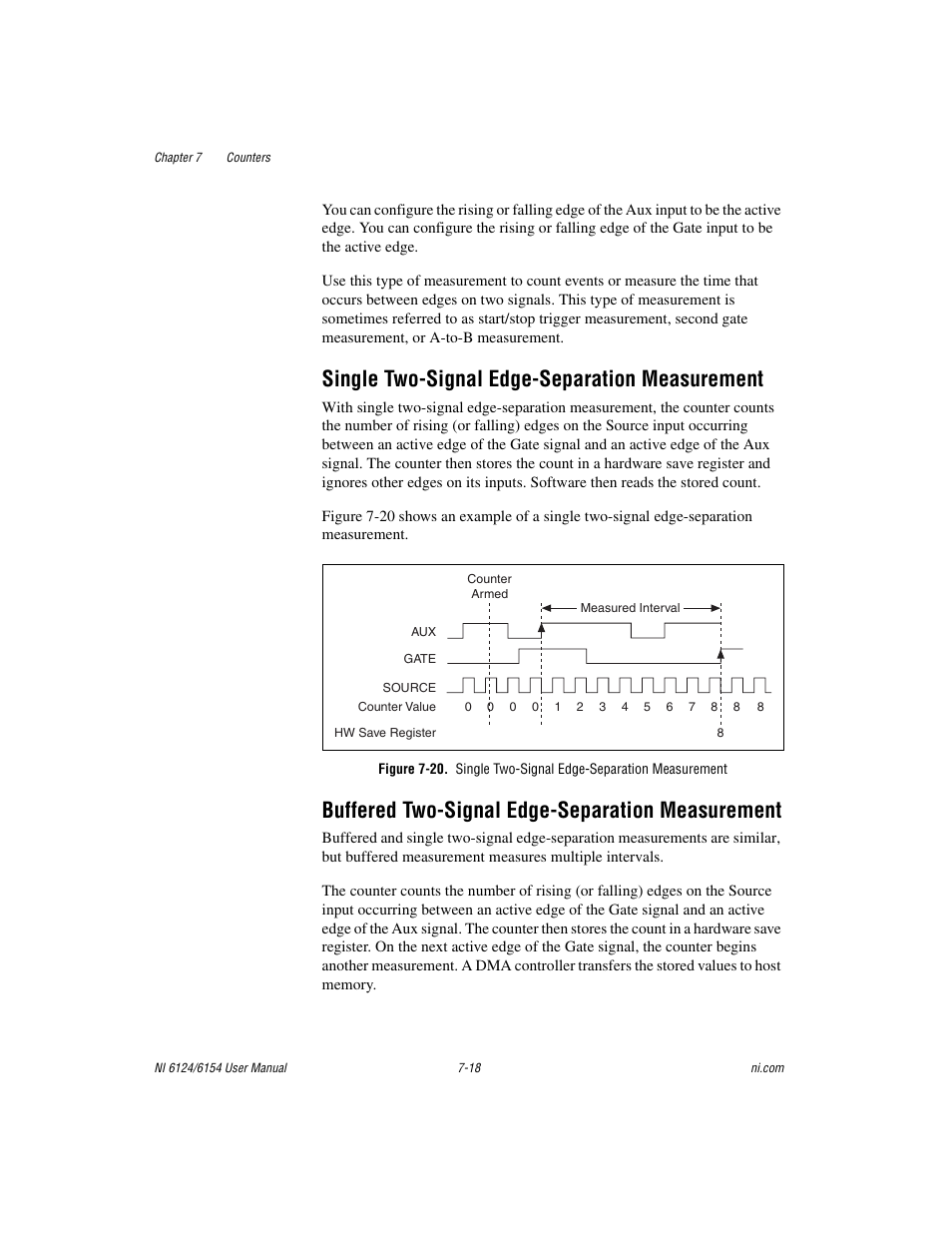 Single two-signal edge-separation measurement, Buffered two-signal edge-separation measurement | National Instruments Network Device DAQ S User Manual | Page 90 / 173