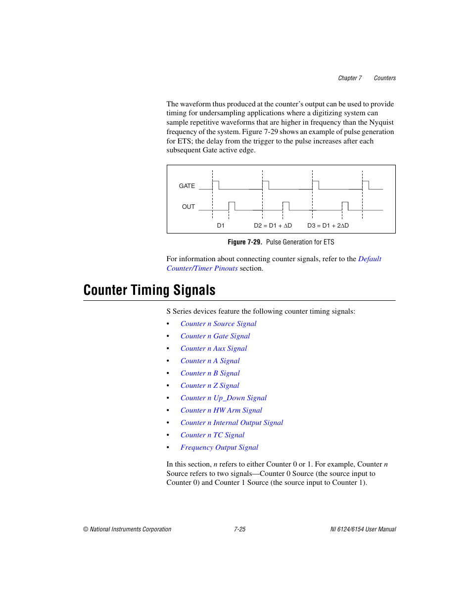Figure 7-29. pulse generation for ets, Counter timing signals, Counter timing signals -25 | National Instruments Network Device DAQ S User Manual | Page 97 / 173