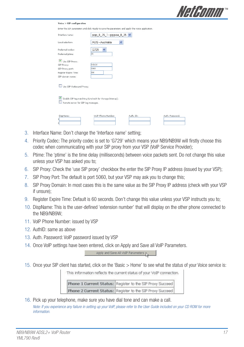 Netcom NB9 User Manual | Page 17 / 84