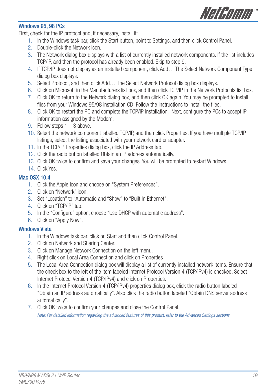 Netcom NB9 User Manual | Page 19 / 84