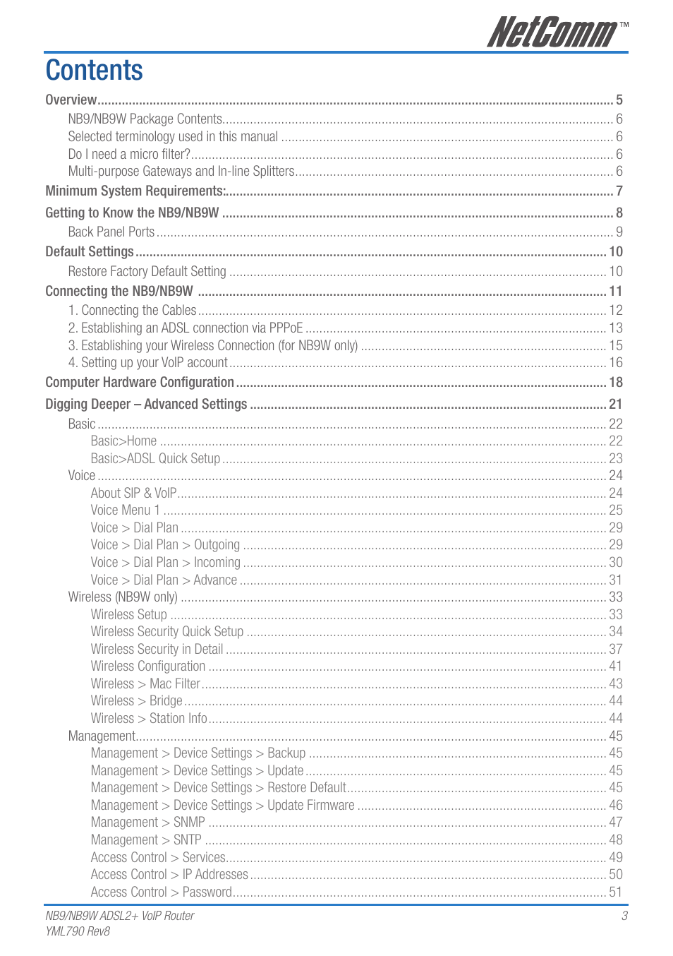 Netcom NB9 User Manual | Page 3 / 84