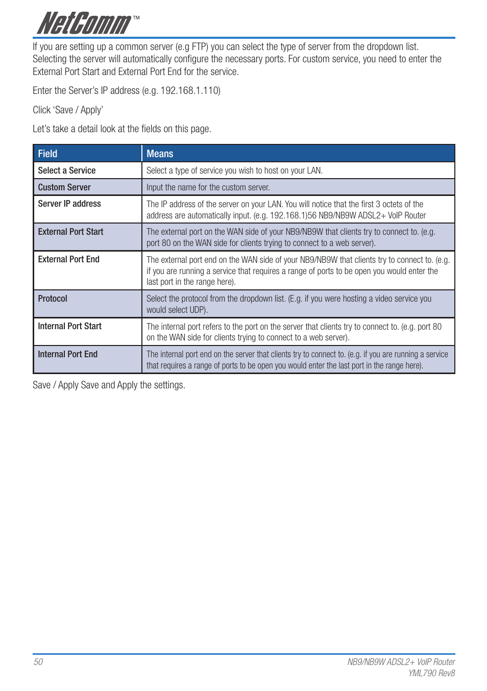 Netcom NB9 User Manual | Page 50 / 84