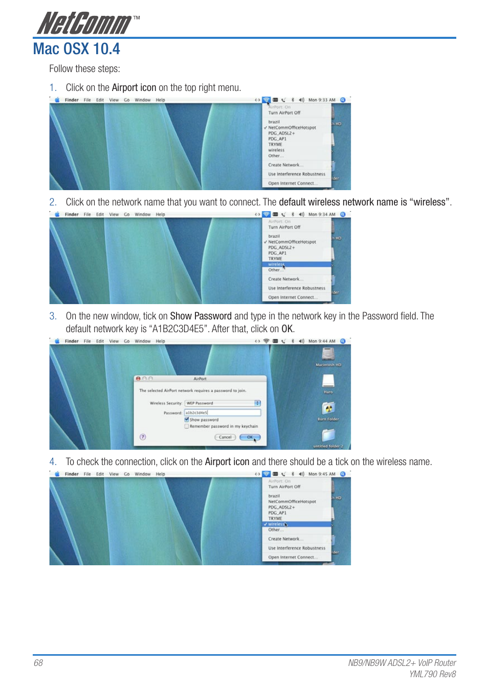 Mac osx 10.4 | Netcom NB9 User Manual | Page 68 / 84