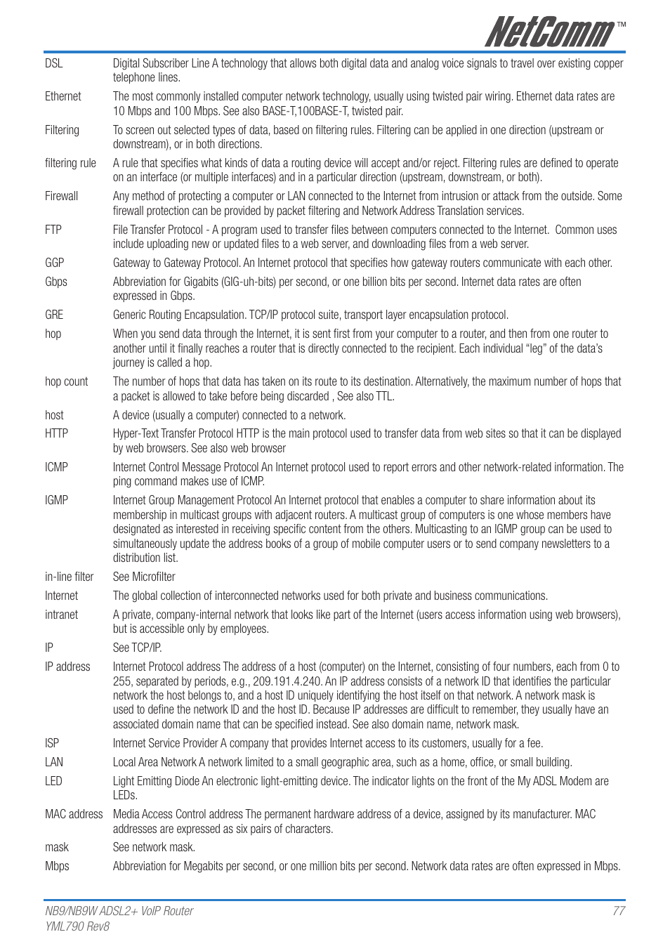 Netcom NB9 User Manual | Page 77 / 84