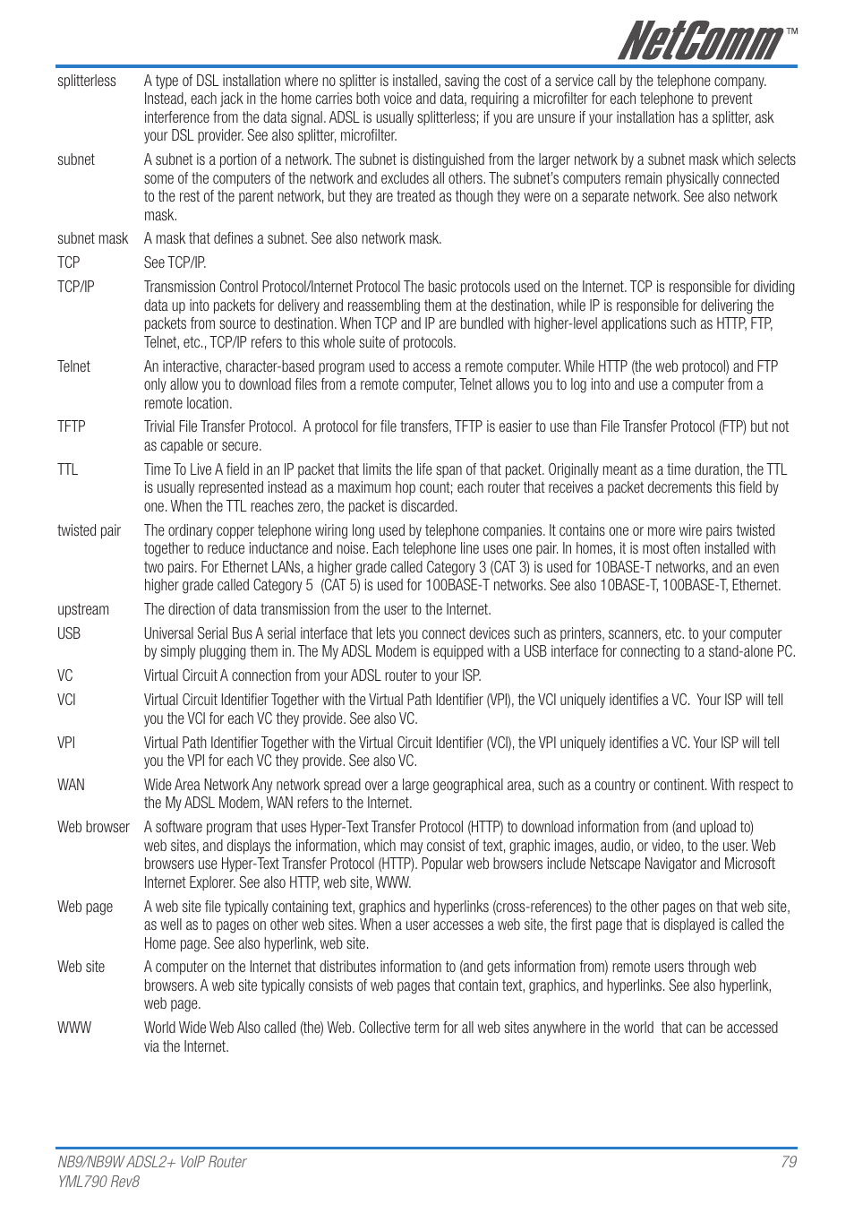 Netcom NB9 User Manual | Page 79 / 84