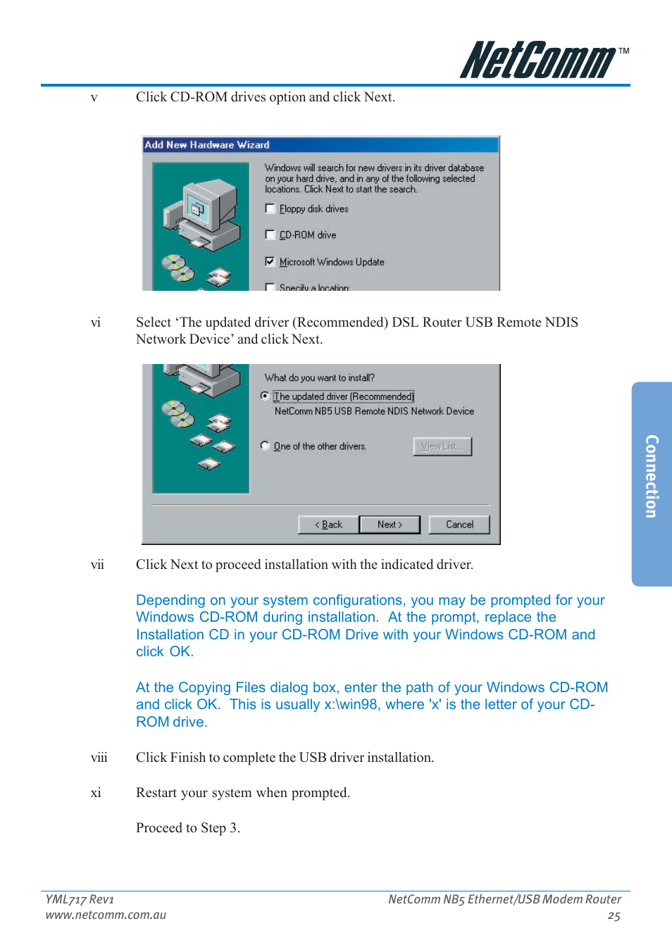 Connection | Netcom NB5 User Manual | Page 25 / 84