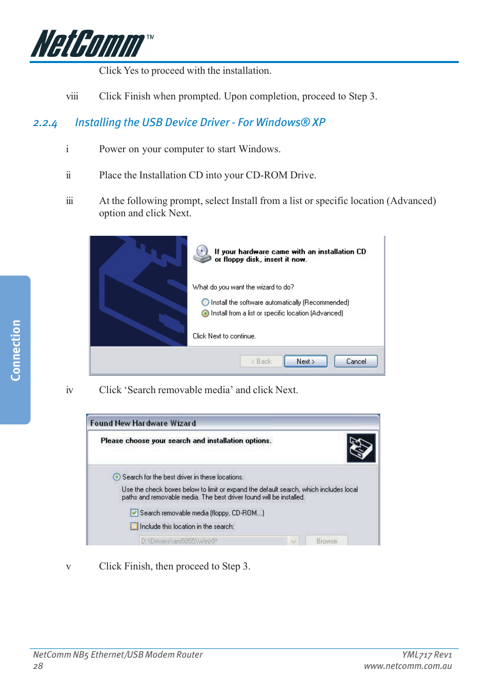 Connection | Netcom NB5 User Manual | Page 28 / 84