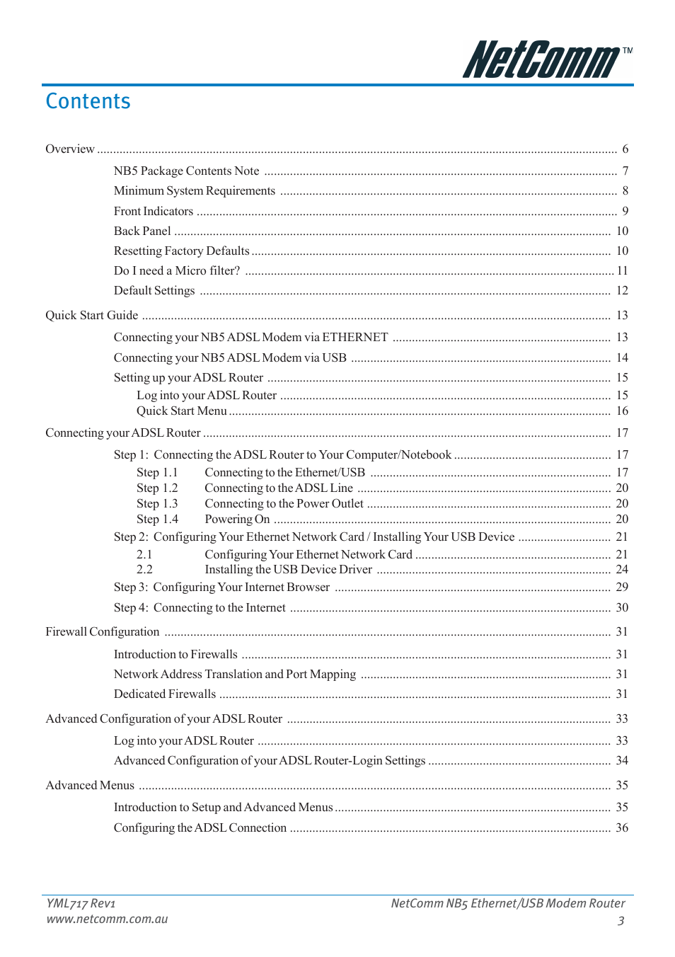 Netcom NB5 User Manual | Page 3 / 84