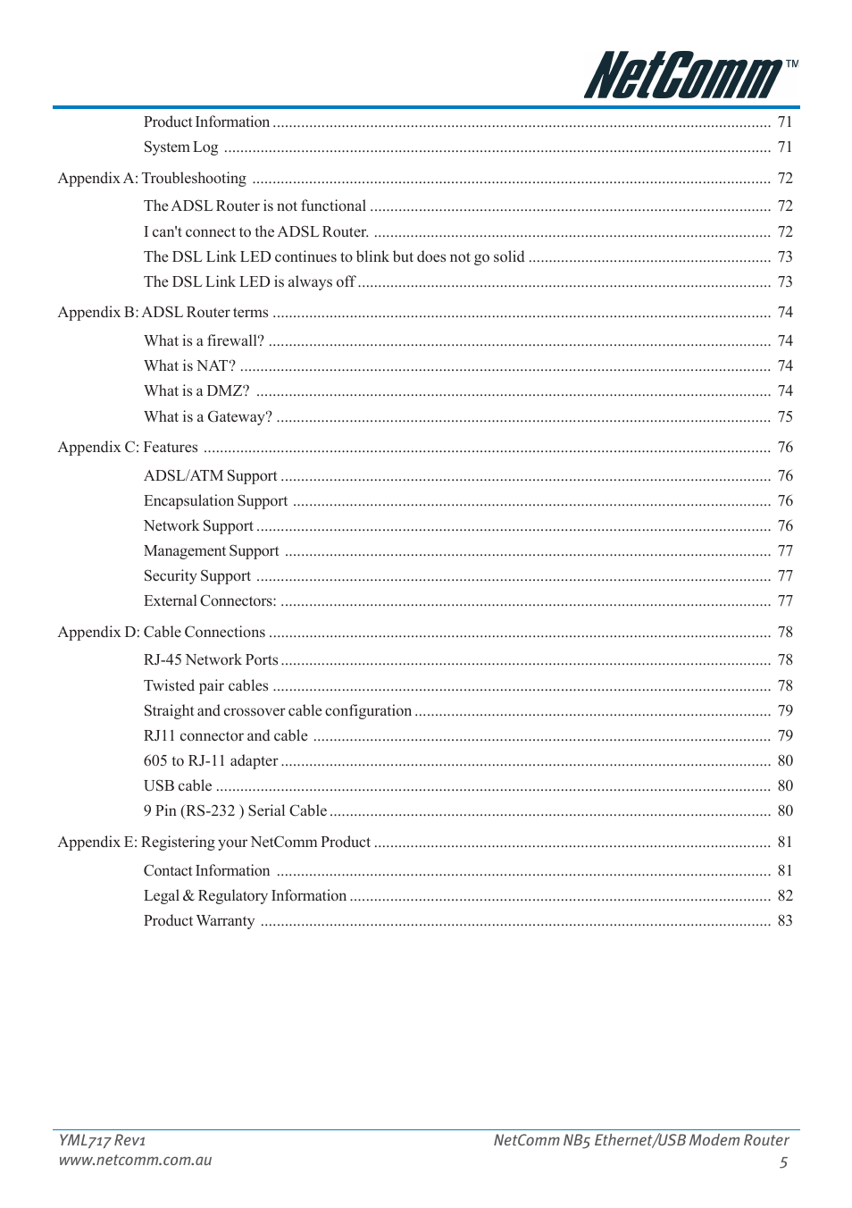 Netcom NB5 User Manual | Page 5 / 84