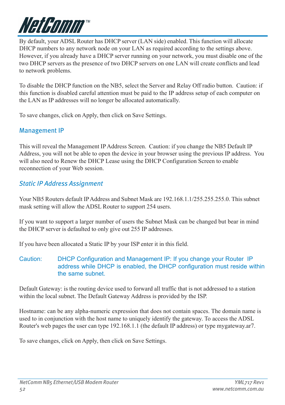 Management ip | Netcom NB5 User Manual | Page 52 / 84