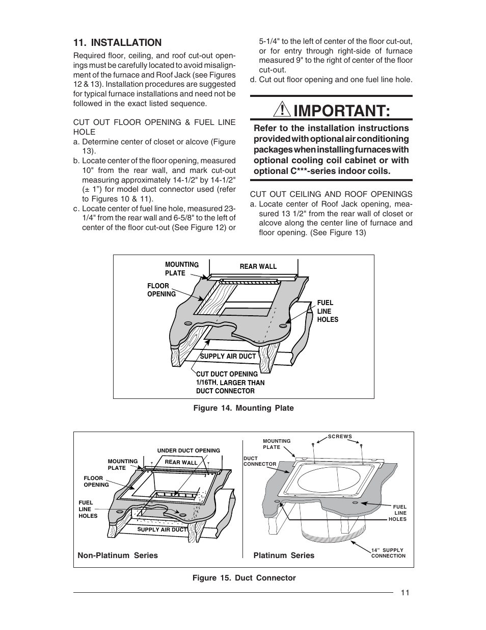 Important, Installation | Nordyne M1M User Manual | Page 11 / 40