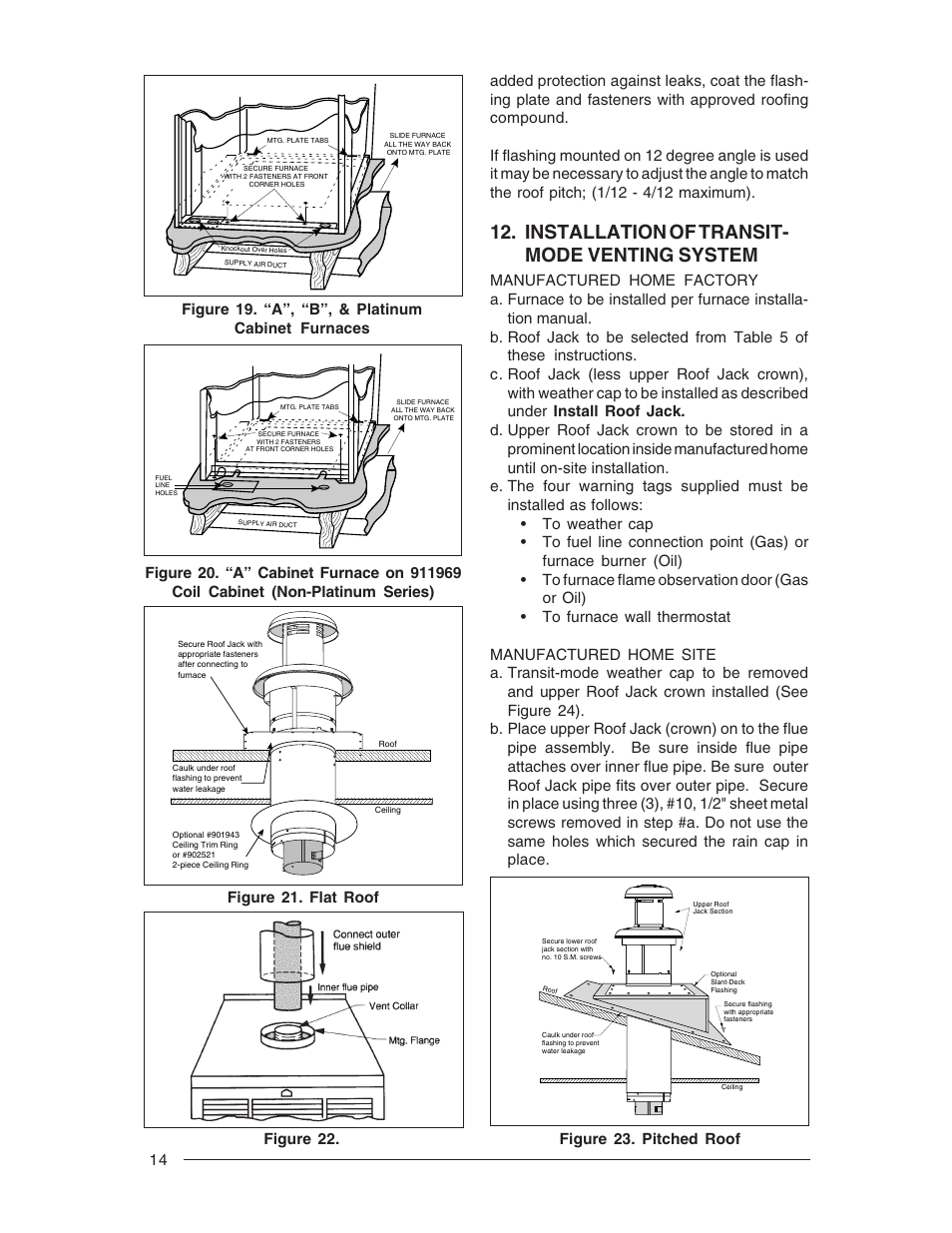 Installation of transit- mode venting system | Nordyne M1M User Manual | Page 14 / 40