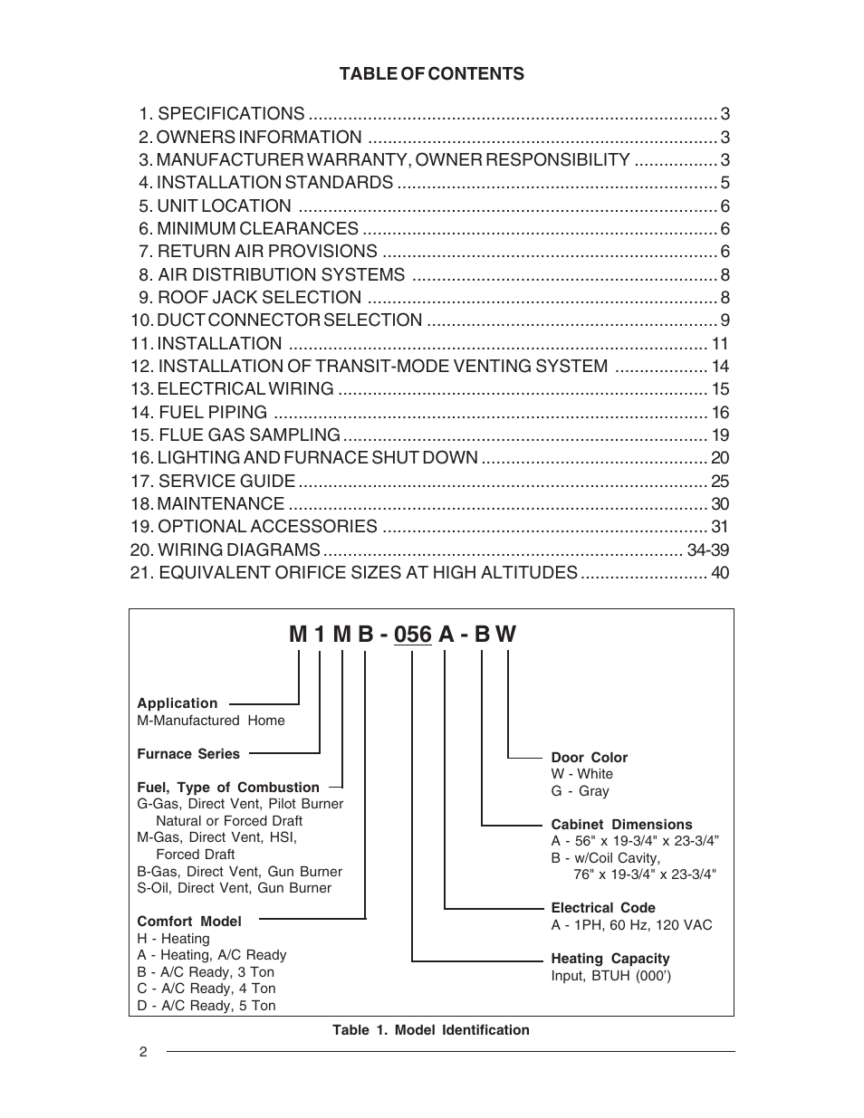 M 1 m b - 056 a - b w | Nordyne M1M User Manual | Page 2 / 40