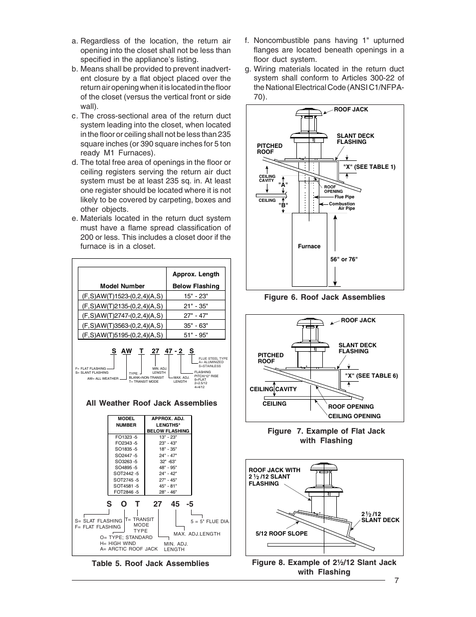 All weather roof jack assemblies, Figure 6. roof jack assemblies | Nordyne M1M User Manual | Page 7 / 40