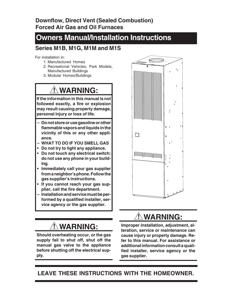 Nordyne Forced Air Gas and Oil Furnace M1M User Manual | 40 pages