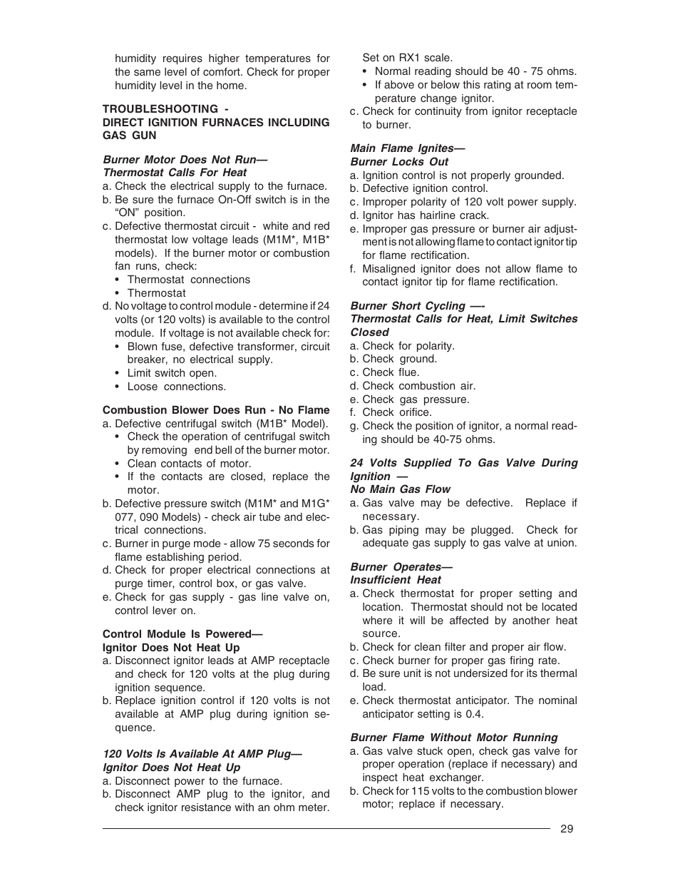 Nordyne Forced Air Gas and Oil Furnace M1M User Manual | Page 29 / 40