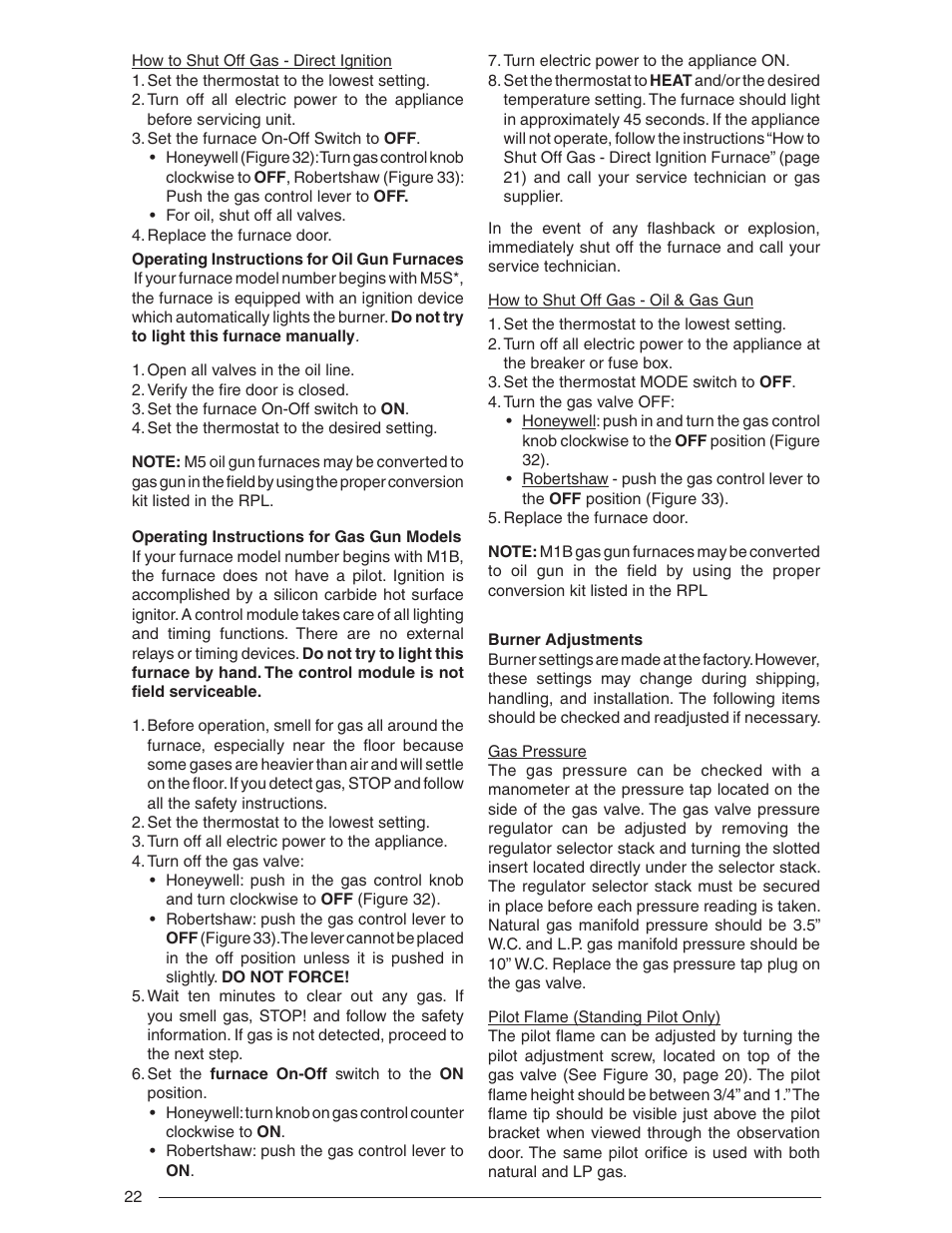 Nordyne Downflow Direct Vent Forced Air Gas Oil Furnaces SERIES M1B User Manual | Page 22 / 40