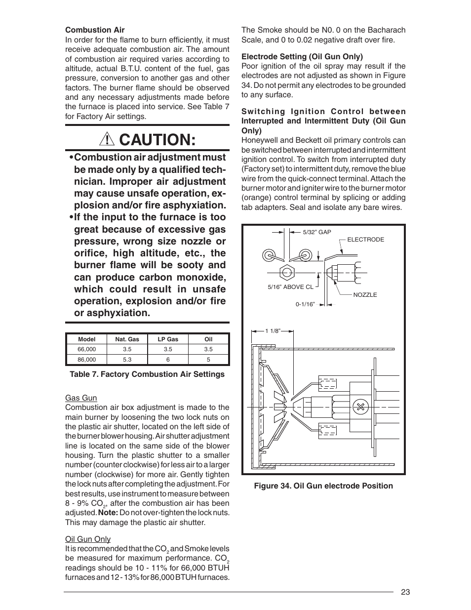 Caution | Nordyne Downflow Direct Vent Forced Air Gas Oil Furnaces SERIES M1B User Manual | Page 23 / 40