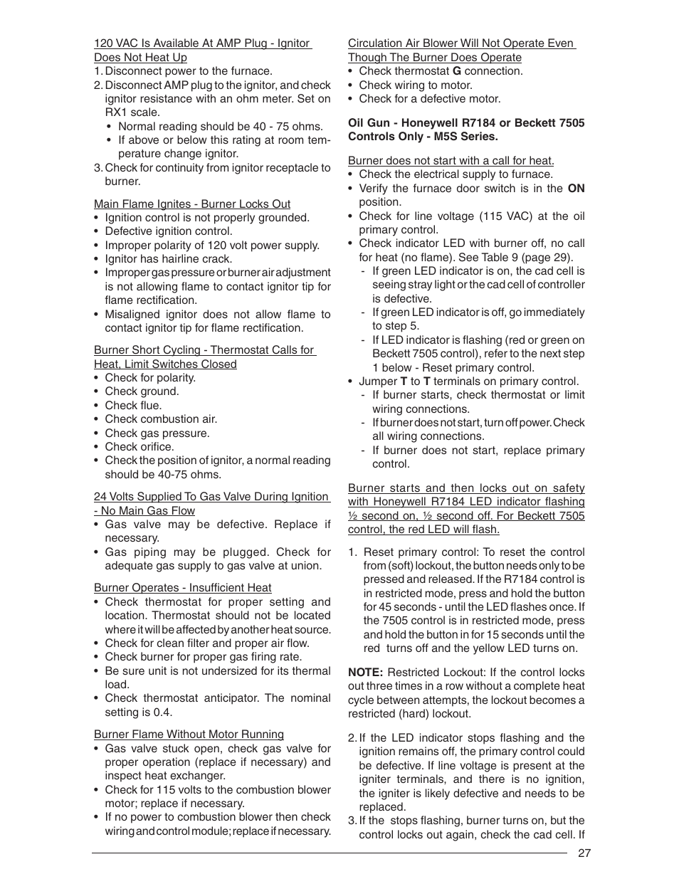 Nordyne Downflow Direct Vent Forced Air Gas Oil Furnaces SERIES M1B User Manual | Page 27 / 40