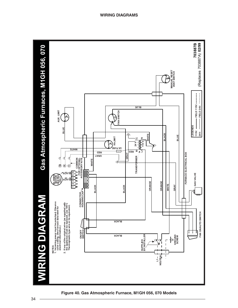 Wiring diagram, Wiring diagrams | Nordyne Downflow Direct Vent Forced Air Gas Oil Furnaces SERIES M1B User Manual | Page 34 / 40