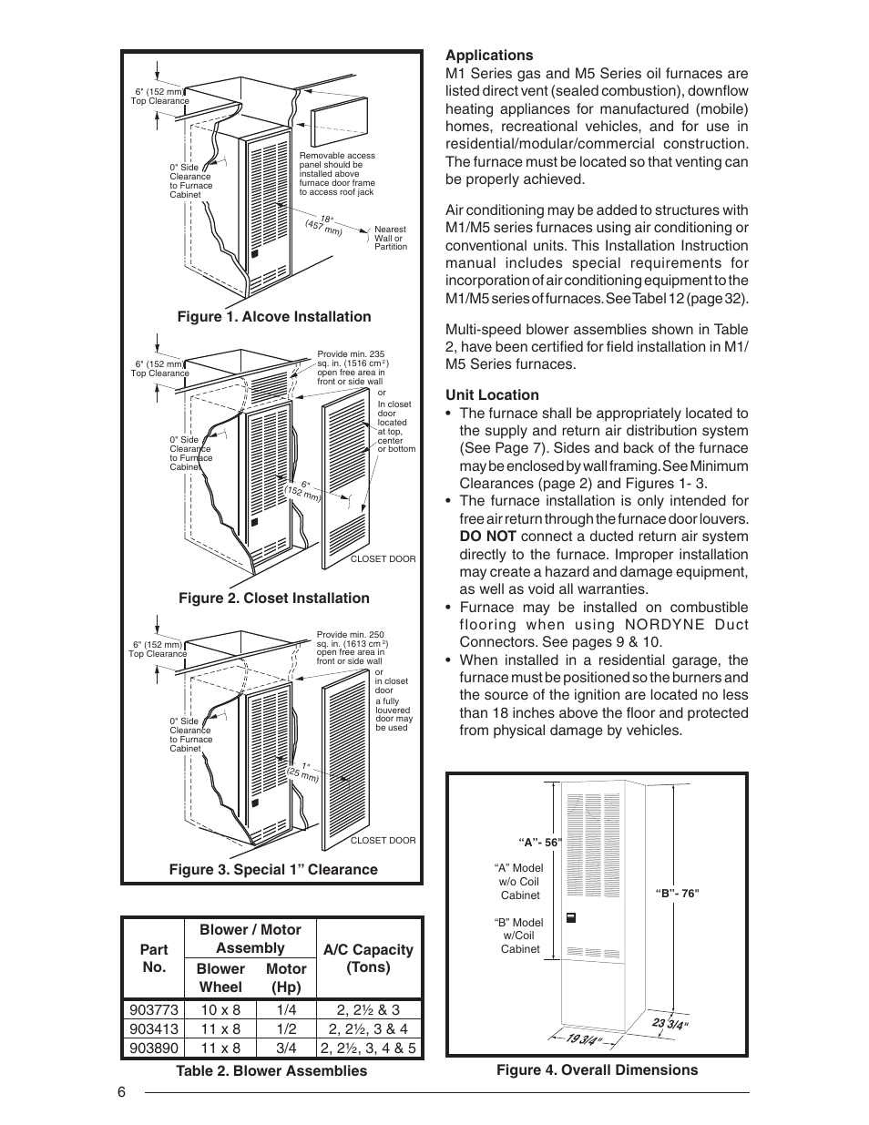 Nordyne Downflow Direct Vent Forced Air Gas Oil Furnaces SERIES M1B User Manual | Page 6 / 40