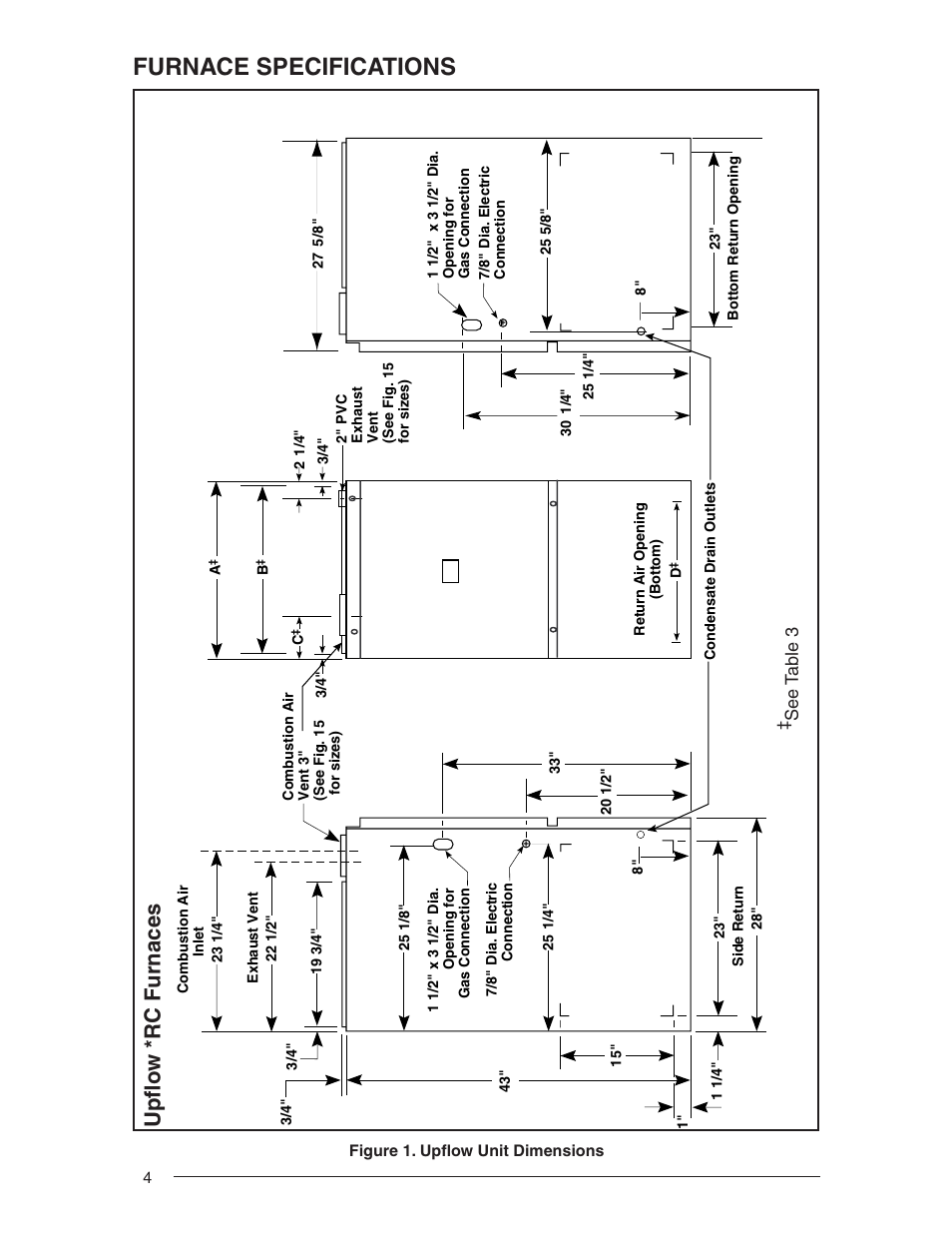 Furnace specifications, Upfl o w *rc furnaces | Nordyne RL 90+ User Manual | Page 4 / 40